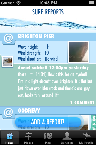 Surf report from a plane