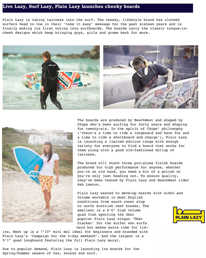 Plain Lazy Surfboards