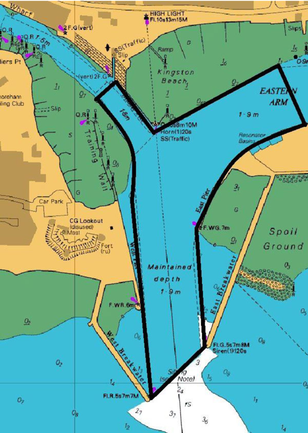 No Surfer Zone Shoreham Harbour